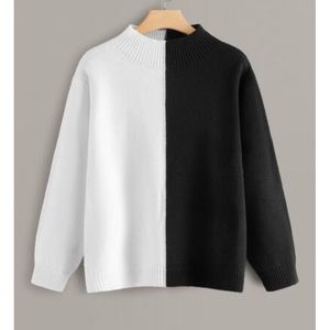 Two Tone Mock Neck Sweater